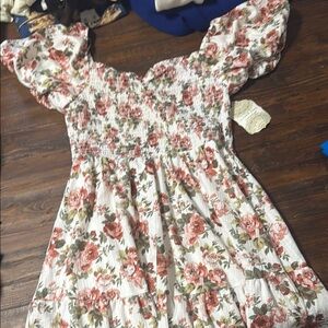 Floral Off-Shoulder Kids Dress